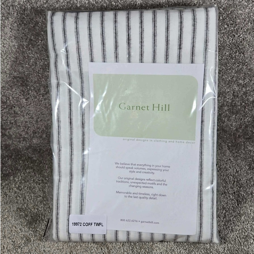 Garnet Hill Twin Flat Flannel Sheet Paintbrush Ticking Stripe Coffee Brown